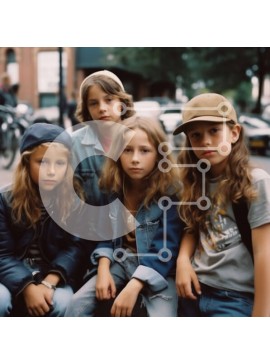 Intra Συλλεκτικό Ξύλινο Παζλ Plywood  4mm - Αξιολάτρευτη εικόνα παιδιών που κάνουν παρέα σε ένα παγκάκι της πόλης Σε Ξύλινο Κουτί - Διαστάσεις Puzzle: 10x10 cm – 25 κομμάτια