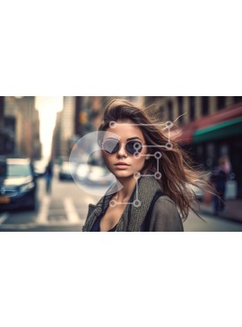 Intra Συλλεκτικό Ξύλινο Παζλ Plywood  4mm - Κομψή νεαρή γυναίκα σε έναν δρόμο της πόλης Σε Ξύλινο Κουτί - Διαστάσεις Puzzle: 10x10 cm – 25 κομμάτια