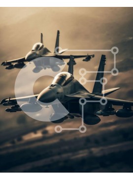 Intra Συλλεκτικό Ξύλινο Παζλ Plywood  4mm - Εκπληκτική εικόνα δύο μαχητικών αεροσκαφών που πετούν στον ουρανό Σε Ξύλινο Κουτί - Διαστάσεις Puzzle: 10x10 cm – 25 κομμάτια