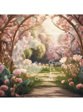 Intra Συλλεκτικό Ξύλινο Παζλ Plywood  4mm - Αψίδα σε έναν κήπο γεμάτο ροζ λουλούδια Σε Ξύλινο Κουτί - Διαστάσεις: 10x10 cm – 25 κομμάτια