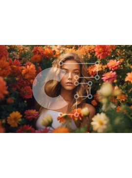 Intra Συλλεκτικό Ξύλινο Παζλ Plywood  4mm - Όμορφη εικόνα μιας νεαρής γυναίκας σε ένα ανθισμένο χωράφι Σε Ξύλινο Κουτί - Διαστάσεις Puzzle: 10x10 cm – 25 κομμάτια