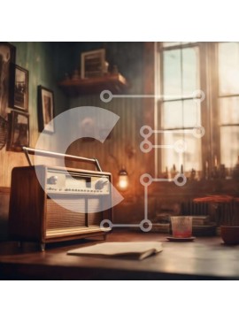 Intra Συλλεκτικό Ξύλινο Παζλ Plywood  4mm - Vintage ραδιόφωνο και κύπελλο σε ξύλινο τραπέζι Σε Ξύλινο Κουτί - Διαστάσεις Puzzle: 10x10 cm – 25 κομμάτια