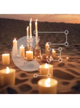 Intra Συλλεκτικό Ξύλινο Παζλ Plywood  4mm - Κεριά στην άμμο στο ηλιοβασίλεμα Σε Ξύλινο Κουτί - Διαστάσεις: 10x10 cm – 25 κομμάτια