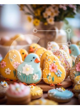 Σετ των 2 Intra Συλλεκτικό Ξύλινο Παζλ Plywood  4mm - Πασχαλινά κουλουράκια στολισμένα σαν κοτόπουλα και πάπιες Σε Ξύλινο Κουτί - Διαστάσεις: 10x10 cm – 25 κομμάτια