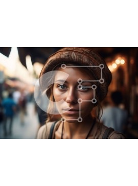 Intra Συλλεκτικό Ξύλινο Παζλ Plywood  4mm - Νεαρή γυναίκα με καφέ καπέλο και σακάκι στην πολυσύχναστη οδό Σε Ξύλινο Κουτί - Διαστάσεις Puzzle: 10x10 cm – 25 κομμάτια