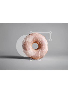 Σετ των 2 Intra Συλλεκτικό Ξύλινο Παζλ Plywood  4mm - Ροζ γυαλισμένο ντόνατ σε υπόλευκο φόντο Σε Ξύλινο Κουτί - Διαστάσεις: 10x10 cm – 25 κομμάτια