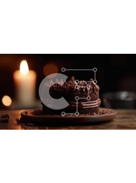 Σετ των 2 Intra Συλλεκτικό Ξύλινο Παζλ Plywood  4mm - Κοντινή εικόνα ενός κέικ σοκολάτας με ένα αναμμένο κερί Σε Ξύλινο Κουτί - Διαστάσεις: 10x10 cm – 25 κομμάτια