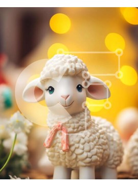 Intra Συλλεκτικό Ξύλινο Παζλ Plywood  4mm - Πασχαλινό πρόβατο ειδώλιο με λουλούδια και διακοσμητικά Σε Ξύλινο Κουτί - Διαστάσεις Puzzle: 10x10 cm – 25 κομμάτια