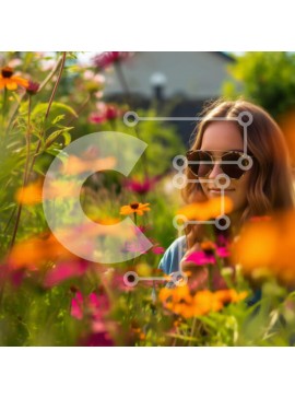 Intra Συλλεκτικό Ξύλινο Παζλ Plywood  4mm - Χαλαρή γυναίκα στον κήπο με πολύχρωμα λουλούδια και μπουκέτο Σε Ξύλινο Κουτί - Διαστάσεις Puzzle: 10x10 cm – 25 κομμάτια