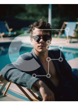 Intra Συλλεκτικό Ξύλινο Παζλ Plywood  4mm - Εικόνα ενός άνδρα που χαλαρώνει σε μια πολυθρόνα δίπλα σε μια πισίνα Σε Ξύλινο Κουτί - Διαστάσεις Puzzle: 10x10 cm – 25 κομμάτια