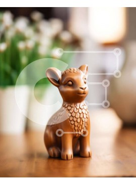 Σετ των 2 Intra Συλλεκτικό Ξύλινο Παζλ Plywood  4mm - Μικρό καφέ αγαλμάτιο ζώου στο τραπέζι Σε Ξύλινο Κουτί - Διαστάσεις: 10x10 cm – 25 κομμάτια