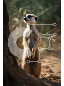 Σετ των 2 Intra Συλλεκτικό Ξύλινο Παζλ Plywood  4mm - Αξιολάτρευτο Meerkat στον κορμό δέντρου στη Μποτσουάνα Σε Ξύλινο Κουτί - Διαστάσεις: 10x10 cm – 25 κομμάτια