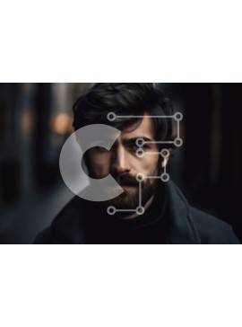 Intra Συλλεκτικό Ξύλινο Παζλ Plywood  4mm - Πορτρέτο ενός γενειοφόρου άνδρα με μαύρο παλτό και γυαλιά Σε Ξύλινο Κουτί - Διαστάσεις Puzzle: 10x10 cm – 25 κομμάτια