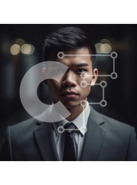 Intra Συλλεκτικό Ξύλινο Παζλ Plywood  4mm - Πορτρέτο ενός νεαρού Ασιάτη με κοστούμι και γραβάτα Σε Ξύλινο Κουτί - Διαστάσεις Puzzle: 10x10 cm – 25 κομμάτια