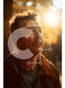 Intra Συλλεκτικό Ξύλινο Παζλ Plywood  4mm - Μεσήλικας που συλλογίζεται στο ηλιοβασίλεμα στο πάρκο Σε Ξύλινο Κουτί - Διαστάσεις Puzzle: 10x10 cm – 25 κομμάτια