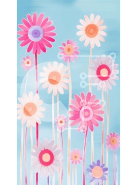 Σετ των 2 Intra Συλλεκτικό Ξύλινο Παζλ Plywood  4mm - Πολύχρωμο μπουκέτο μαργαρίτες σε ροζ, μωβ και πορτοκαλί χρώμα με μπλε ουρανό Σε Ξύλινο Κουτί - Διαστάσεις: 10x10 cm – 25 κομμάτια