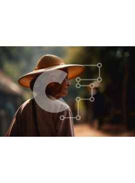 Intra Συλλεκτικό Ξύλινο Παζλ Plywood  4mm - Στοχαστική ηλικιωμένη γυναίκα που στέκεται στο χωματόδρομο Σε Ξύλινο Κουτί - Διαστάσεις Puzzle: 10x10 cm – 25 κομμάτια