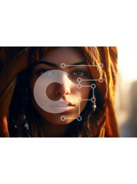 Intra Συλλεκτικό Ξύλινο Παζλ Plywood  4mm - Σοβαρή γυναίκα με πολύχρωμη μαντίλα και μεγάλα σκουλαρίκια που κοιτάζει την κάμερα Σε Ξύλινο Κουτί - Διαστάσεις Puzzle: 10x10 cm – 25 κομμάτια