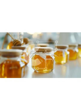 Σετ των 2 Intra Συλλεκτικό Ξύλινο Παζλ Plywood  4mm - Βαζάκια με μέλι σε λευκό τραπέζι με ξύλινα κουτάλια Σε Ξύλινο Κουτί - Διαστάσεις: 10x10 cm – 25 κομμάτια