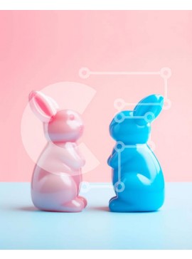 Intra Συλλεκτικό Ξύλινο Παζλ Plywood  4mm - Φιγούρες κουνελιών με θέμα το Πάσχα σε ροζ φόντο Σε Ξύλινο Κουτί - Διαστάσεις Puzzle: 10x10 cm – 25 κομμάτια