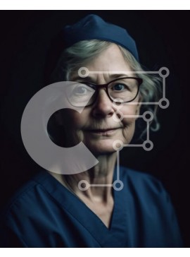 Intra Συλλεκτικό Ξύλινο Παζλ Plywood  4mm - Ηλικιωμένη γυναίκα με ιατρική ενδυμασία με σοβαρή έκφραση Σε Ξύλινο Κουτί - Διαστάσεις Puzzle: 10x10 cm – 25 κομμάτια