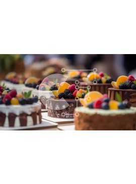 Σετ των 2 Intra Συλλεκτικό Ξύλινο Παζλ Plywood  4mm - Νόστιμα κέικ με γαρνιτούρες φρούτων σε λευκό τραπεζομάντιλο Σε Ξύλινο Κουτί - Διαστάσεις: 10x10 cm – 25 κομμάτια