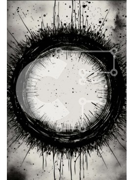 Intra Συλλεκτικό Ξύλινο Παζλ Plywood  4mm - Μαύρο και άσπρο κυκλικό σχέδιο με πιτσιλίσματα Σε Ξύλινο Κουτί - Διαστάσεις Puzzle: 10x10 cm – 25 κομμάτια