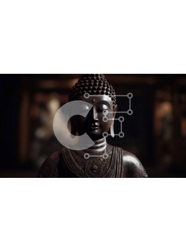 Intra Συλλεκτικό Ξύλινο Παζλ Plywood  4mm - Γαλήνιο ξύλινο άγαλμα του Βούδα με κλειστά μάτια Σε Ξύλινο Κουτί - Διαστάσεις Puzzle: 10x10 cm – 25 κομμάτια