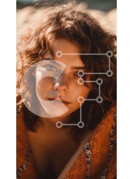 Intra Συλλεκτικό Ξύλινο Παζλ Plywood  4mm - Σοβαρή γυναίκα που ποζάρει σε μια αμμώδη παραλία στο ηλιοβασίλεμα Σε Ξύλινο Κουτί - Διαστάσεις Puzzle: 10x10 cm – 25 κομμάτια