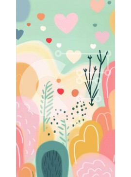 Σετ των 2 Intra Συλλεκτικό Ξύλινο Παζλ Plywood  4mm - Πολύχρωμο τοπίο με φυτά και καρδιές Σε Ξύλινο Κουτί - Διαστάσεις: 10x10 cm – 25 κομμάτια