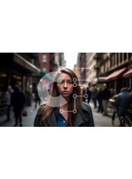 Intra Συλλεκτικό Ξύλινο Παζλ Plywood  4mm - Κομψή νεαρή γυναίκα με μαύρο σακάκι που στέκεται σε έναν δρόμο της πόλης Σε Ξύλινο Κουτί - Διαστάσεις Puzzle: 10x10 cm – 25 κομμάτια