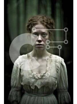 Intra Συλλεκτικό Ξύλινο Παζλ Plywood  4mm - Μυστηριώδης γυναίκα που περιμένει στο σκοτεινό δάσος Σε Ξύλινο Κουτί - Διαστάσεις Puzzle: 10x10 cm – 25 κομμάτια