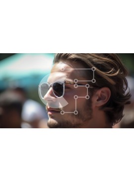 Intra Συλλεκτικό Ξύλινο Παζλ Plywood  4mm - Cool and Calm: Εικόνα ενός άνδρα με μακριά μαλλιά και γυαλιά ηλίου Σε Ξύλινο Κουτί - Διαστάσεις Puzzle: 10x10 cm – 25 κομμάτια