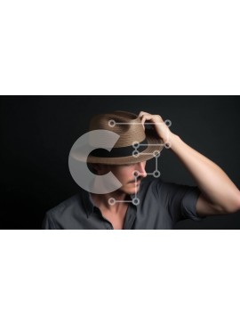 Intra Συλλεκτικό Ξύλινο Παζλ Plywood  4mm - Στοκ Φωτογραφία ενός ατόμου που φορά ένα ψάθινο καπέλο Σε Ξύλινο Κουτί - Διαστάσεις Puzzle: 10x10 cm – 25 κομμάτια