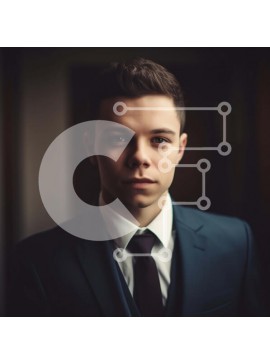 Intra Συλλεκτικό Ξύλινο Παζλ Plywood  4mm - Σοβαρός επιχειρηματίας με μπλε κοστούμι και γραβάτα κοιτάζοντας την κάμερα Σε Ξύλινο Κουτί - Διαστάσεις Puzzle: 10x10 cm – 25 κομμάτια