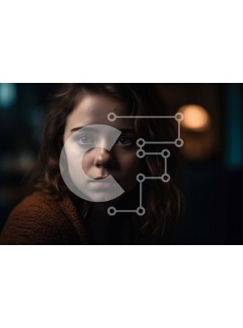 Intra Συλλεκτικό Ξύλινο Παζλ Plywood  4mm - Όμορφο πορτρέτο ενός σοβαρού νεαρού κοριτσιού με σγουρά καστανά μαλλιά και καστανά μάτια Σε Ξύλινο Κουτί - Διαστάσεις Puzzle: 10x10 cm – 25 κομμάτια