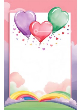 Intra Συλλεκτικό Ξύλινο Παζλ Plywood  4mm - Πολύχρωμο φόντο με μπαλόνια σε σχήμα καρδιάς και σύννεφα ουράνιου τόξου Σε Ξύλινο Κουτί - Διαστάσεις Puzzle: 10x10 cm – 25 κομμάτια