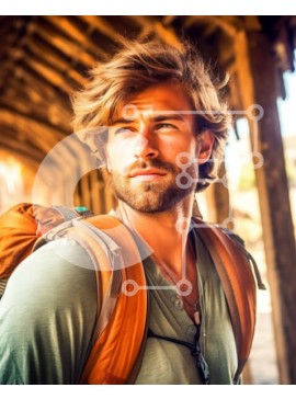 Intra Συλλεκτικό Ξύλινο Παζλ Plywood  4mm - Νεαρός άνδρας στην ξύλινη γέφυρα που κοιτάζει στην απόσταση Σε Ξύλινο Κουτί - Διαστάσεις Puzzle: 10x10 cm – 25 κομμάτια