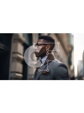 Intra Συλλεκτικό Ξύλινο Παζλ Plywood  4mm - Ασπρόμαυρη εικόνα του άνδρα με κοστούμι και γραβάτα στο City Street Σε Ξύλινο Κουτί - Διαστάσεις Puzzle: 10x10 cm – 25 κομμάτια