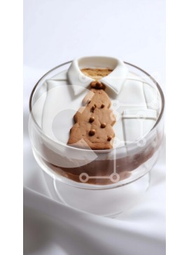 Intra Συλλεκτικό Ξύλινο Παζλ Plywood  4mm - Περίτεχνα διακοσμημένο κέικ σε σχήμα γραβάτας σε γυάλινο μπολ με μπισκότα Σε Ξύλινο Κουτί - Διαστάσεις: 10x10 cm – 25 κομμάτια