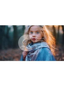Intra Συλλεκτικό Ξύλινο Παζλ Plywood  4mm - Ειρηνική εικόνα νεαρού κοριτσιού με μπλε μανδύα και ασημένια τιάρα σε φυσικό περιβάλλον Σε Ξύλινο Κουτί - Διαστάσεις Puzzle: 10x10 cm – 25 κομμάτια