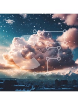 Intra Συλλεκτικό Ξύλινο Παζλ Plywood  4mm - Χειμερινός καιρός με νιφάδες χιονιού που πέφτουν και αστικό ορίζοντα Σε Ξύλινο Κουτί - Διαστάσεις Puzzle: 10x10 cm – 25 κομμάτια