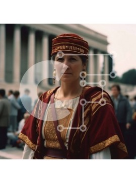 Intra Συλλεκτικό Ξύλινο Παζλ Plywood  4mm - Όμορφη εικόνα μιας γυναίκας με παραδοσιακή ενδυμασία που στέκεται μπροστά από ένα κτίριο με στήλες Σε Ξύλινο Κουτί - Διαστάσεις Puzzle: 10x10 cm – 25 κομμάτια