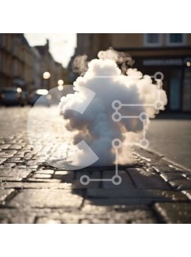 Intra Συλλεκτικό Ξύλινο Παζλ Plywood  4mm - Ατμός που βγαίνει από ένα φρεάτιο στη μέση ενός δρόμου Σε Ξύλινο Κουτί - Διαστάσεις Puzzle: 10x10 cm – 25 κομμάτια