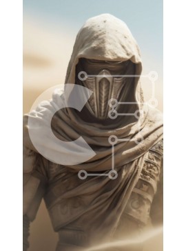 Intra Συλλεκτικό Ξύλινο Παζλ Plywood  4mm - Μυστηριώδης φιγούρα με μανδύα με κουκούλα και μάσκα στην έρημο Σε Ξύλινο Κουτί - Διαστάσεις Puzzle: 10x10 cm – 25 κομμάτια