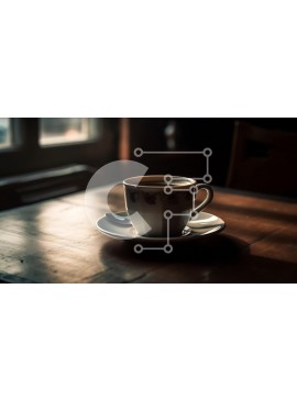 Σετ των 2 Intra Συλλεκτικό Ξύλινο Παζλ Plywood  4mm - Όμορφη εικόνα ενός λευκού φλιτζάνι καφέ σε ένα ξύλινο τραπέζι με το φως του ήλιου να λάμπει μέσα από το παράθυρο Σε Ξύλινο Κουτί - Διαστάσεις: 10x10 cm – 25 κομμάτια