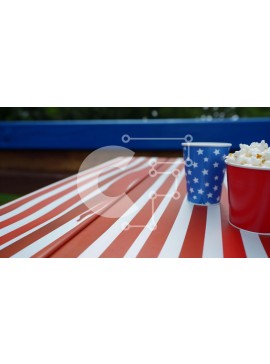 Intra Συλλεκτικό Ξύλινο Παζλ Plywood  4mm - Τραπέζι πικνίκ με αμερικανικό θέμα με ποπ κορν και φλιτζάνια νερού Σε Ξύλινο Κουτί - Διαστάσεις Puzzle: 10x10 cm – 25 κομμάτια