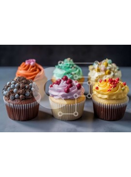 Σετ των 2 Intra Συλλεκτικό Ξύλινο Παζλ Plywood  4mm - Ομάδα πολύχρωμων cupcakes με παγώνοντας και ψεκασμούς Σε Ξύλινο Κουτί - Διαστάσεις: 10x10 cm – 25 κομμάτια