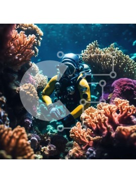 Intra Συλλεκτικό Ξύλινο Παζλ Plywood  4mm - Scuba Diver με κίτρινο καταδυτικό εξοπλισμό ανάμεσα σε κοραλλιογενείς υφάλους Σε Ξύλινο Κουτί - Διαστάσεις: 10x10 cm – 25 κομμάτια