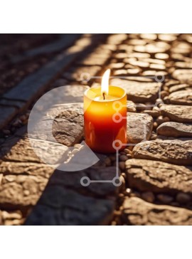 Intra Συλλεκτικό Ξύλινο Παζλ Plywood  4mm - Μονό Αναμμένο Κερί σε Πλακόστρωτα Σε Ξύλινο Κουτί - Διαστάσεις Puzzle: 10x10 cm – 25 κομμάτια